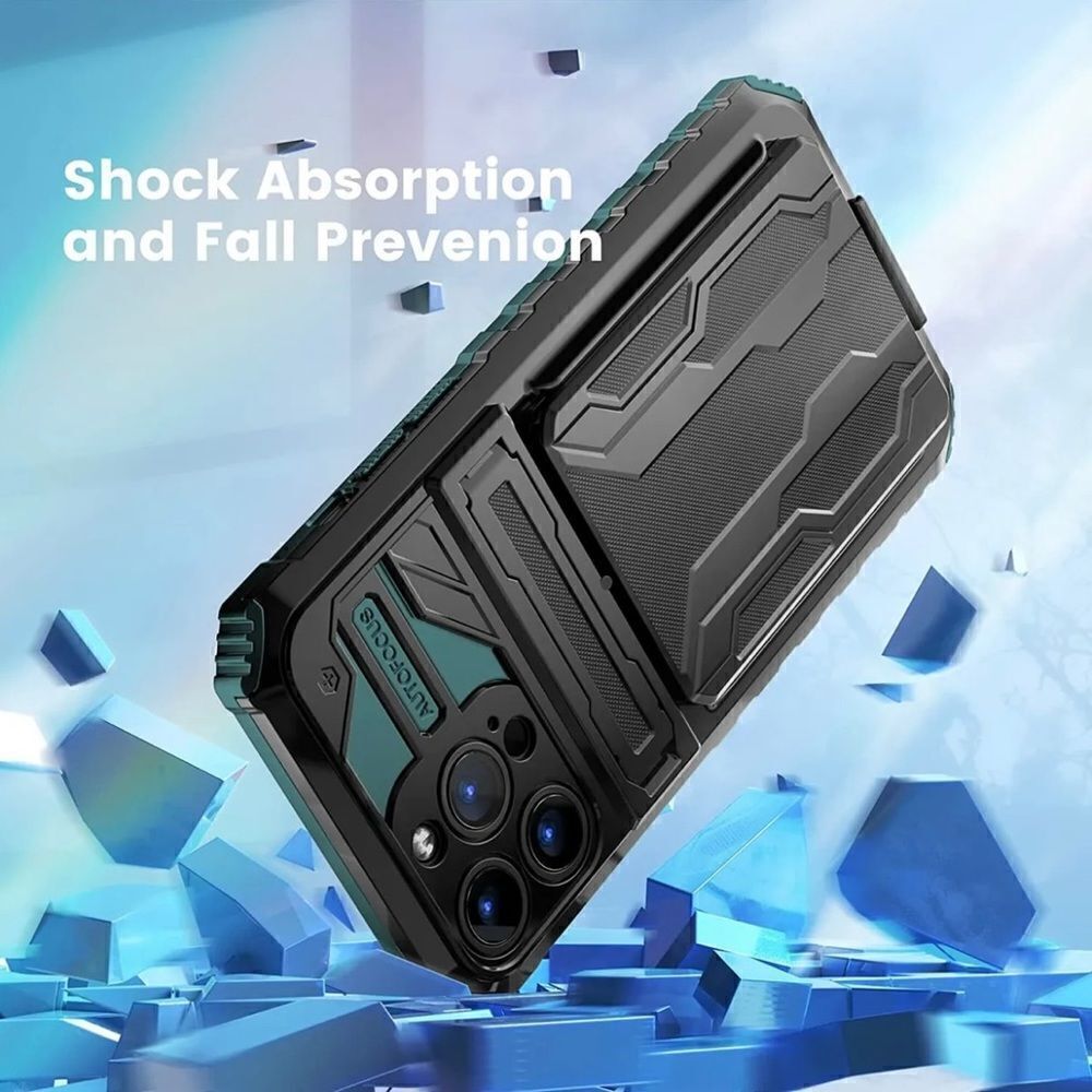 3 In 1 Heavy Duty Wallet Phone Case for iPhone 13 Pro Max - Green - Picture 3 of 7
